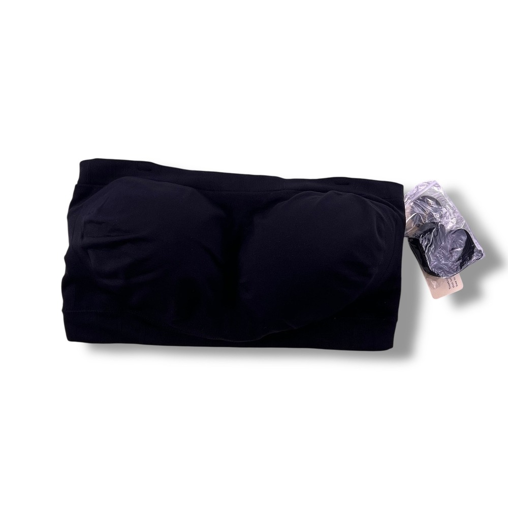 Truekind Black Seamless Bandeau Bra Strapless Wireless with Removable Pads NWT